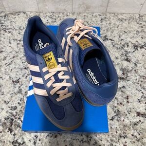 Adidas Gazelle Indoor Blue and Tan Shoes